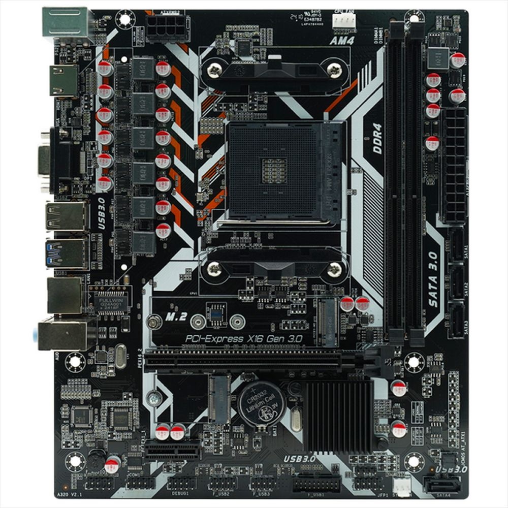 Материнская плата AFOX A320D4-MA5-V2, Socket AM4, AMD A320, 2xDDR4, 4xSATA, 1xM.2, 1xPCIe 3.0 x16, 1