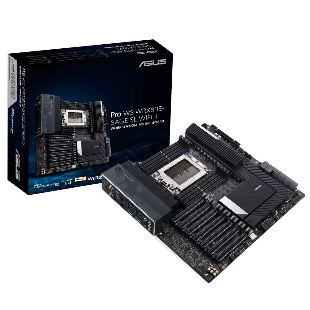 Материнская плата ASUS Pro WS WRX80E-SAGE SE WIFI II, sWRX8, AMD WRX80, 8xDDR4, 8xSATA, 3xM.2, 7xPCI