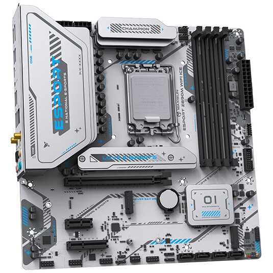 Материнская плата MAXSUN MS-eSport Z890M WIFI ICE, LGA1851, Z890, 4*DDR5, 4*SATA3, 3*M.2, USB 3.2, U