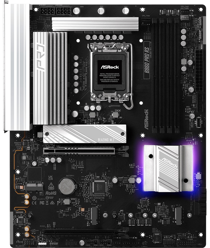 Материнская плата ASRock B860 Pro RS, LGA 1851, Intel B860, 4xDDR5, 4xSATA, 3xM.2, 1xPCIe 5.0 x16, 1