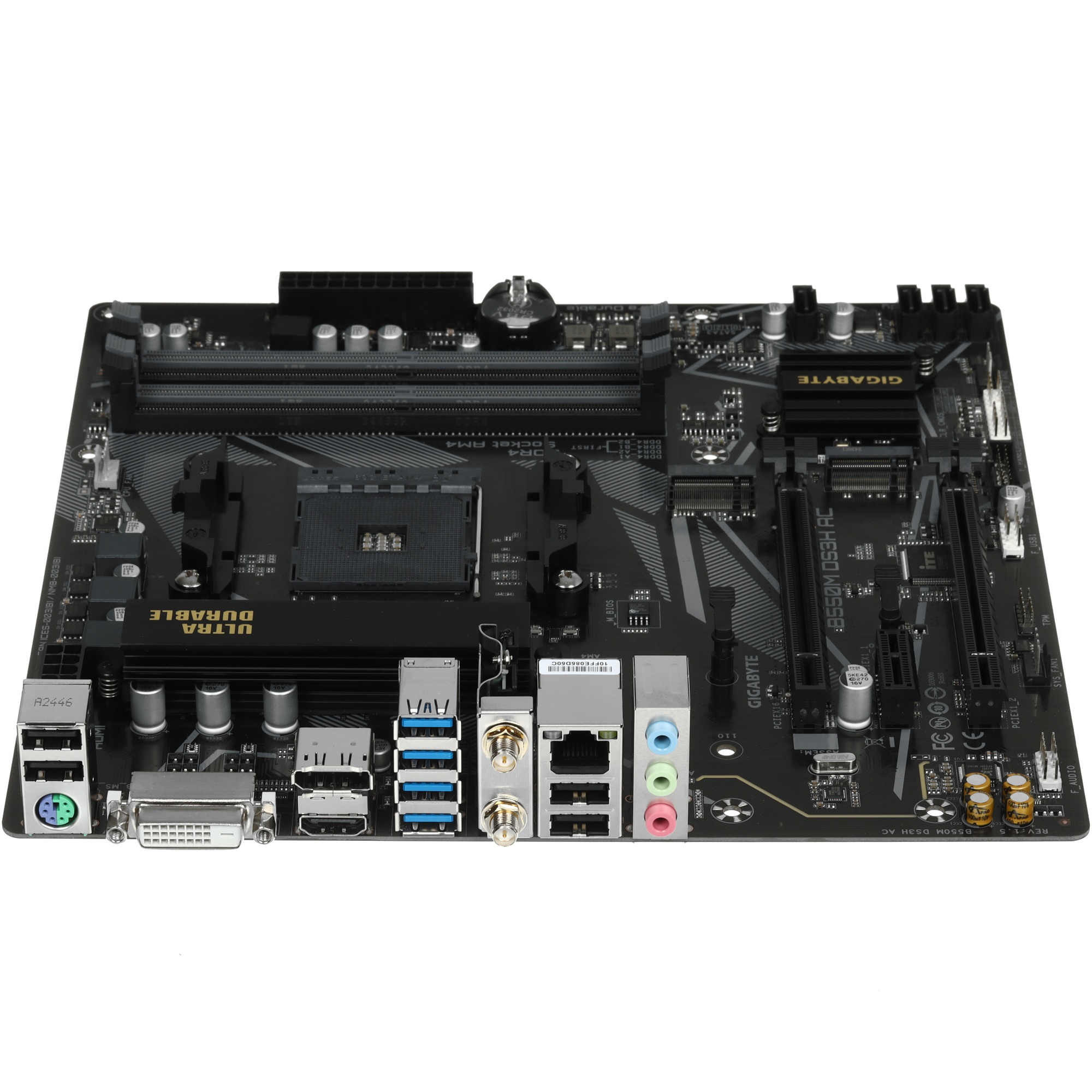 Материнская плата Gigabyte B550M DS3H AC, AM4, AMD B550, 4xDDR4, 4xSATA, 2xM.2, 1xPCIe 4.0 x16, 1xPC