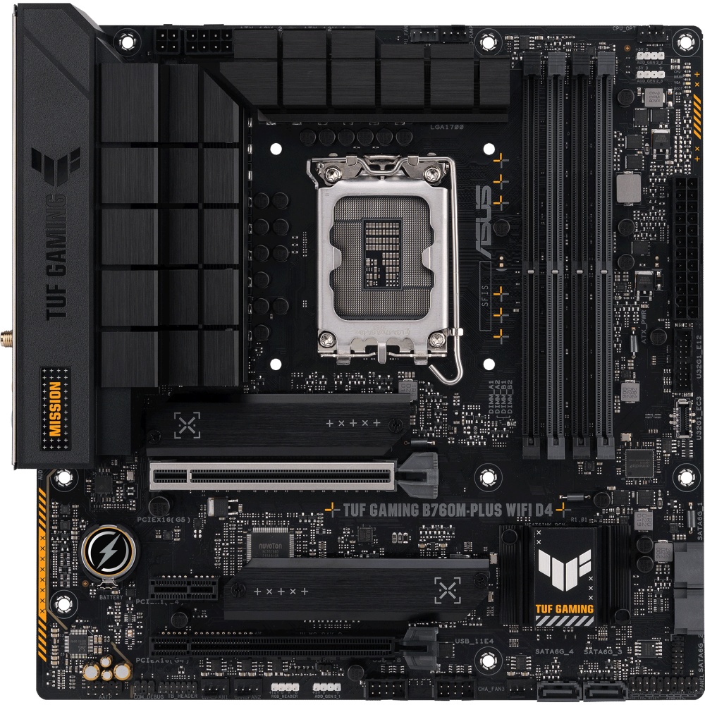 Материнская плата ASUS TUF GAMING B760M-PLUS WIFI D4, LGA 1700, Intel B760, 4xDDR4, 4xSATA, 2xM.2, 1
