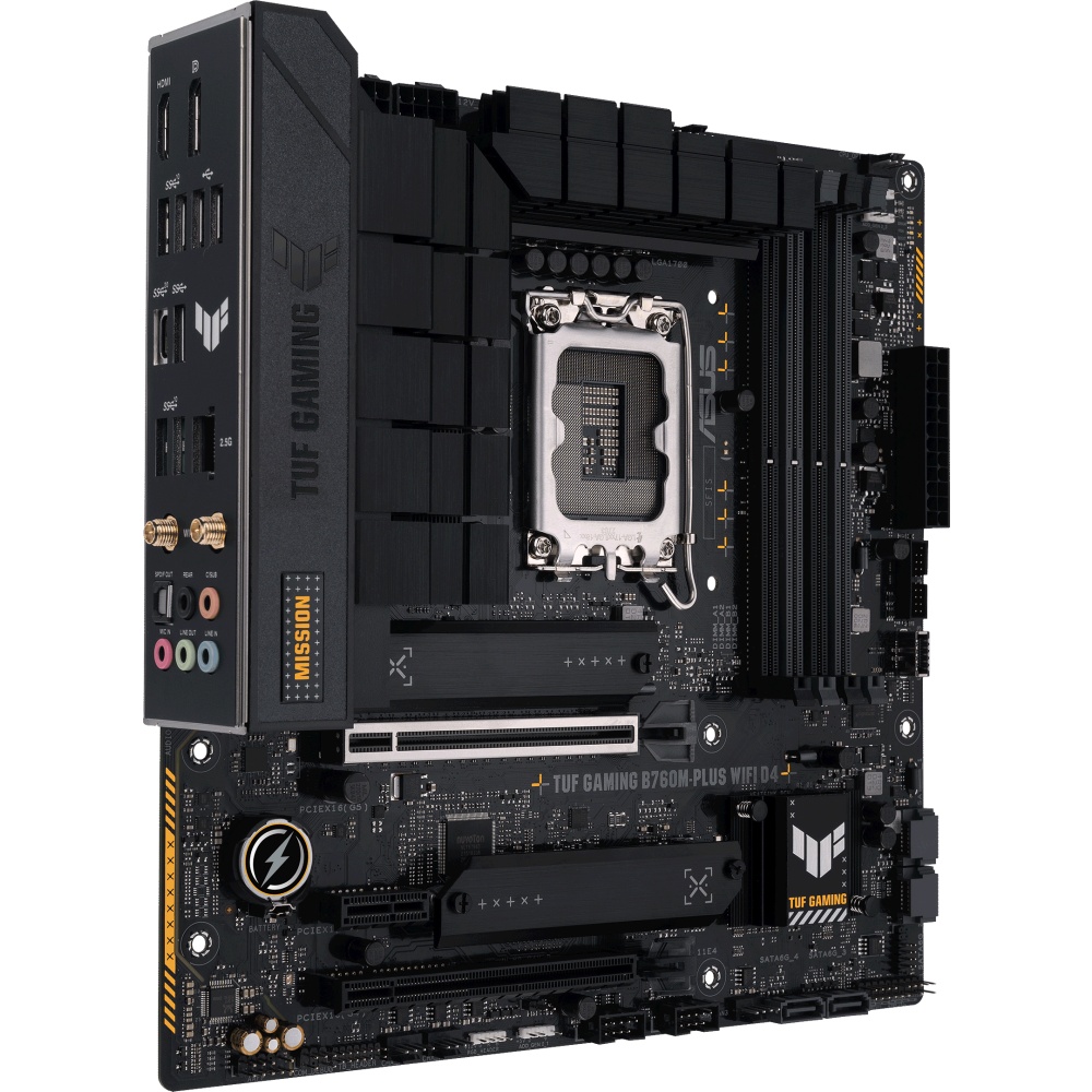 Материнская плата ASUS TUF GAMING B760M-PLUS WIFI D4, LGA 1700, Intel B760, 4xDDR4, 4xSATA, 2xM.2, 1