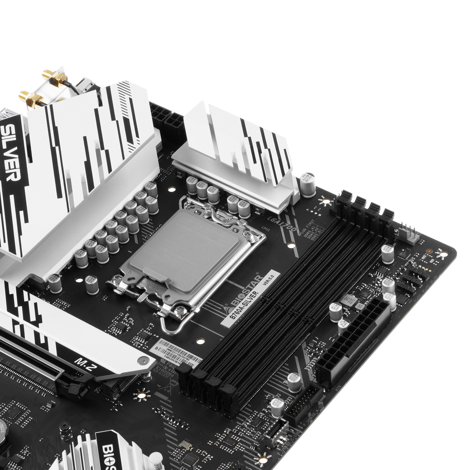 Материнская плата Biostar B760A-SILVER, LGA 1700, Intel B760, 4xDDR5, 4xSATA, 3xM.2, 1xPCIe 5.0 x16,