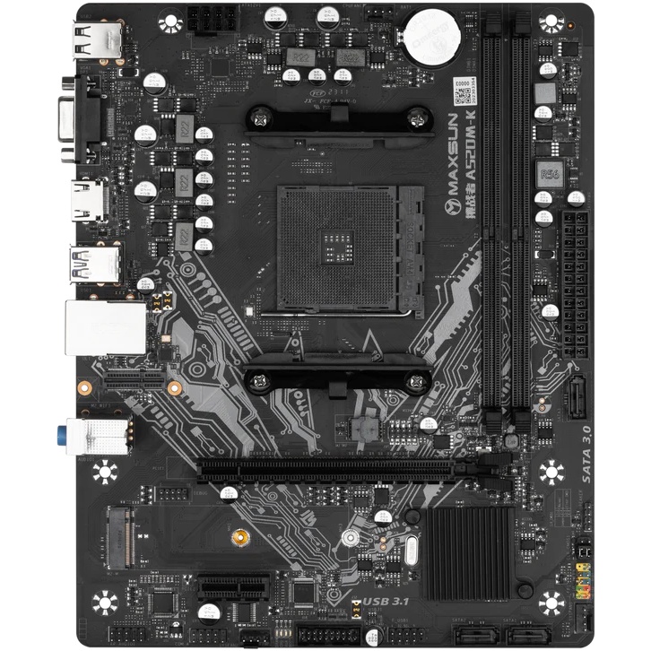 Материнская плата Maxsun Challenger A520M-K, AM4, AMD A520, 2xDDR4, 3xSATA, 1xM.2, 1xPCIe 3.0 x16, 1