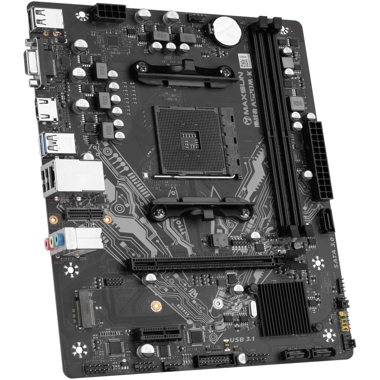 Материнская плата Maxsun Challenger A520M-K, AM4, AMD A520, 2xDDR4, 3xSATA, 1xM.2, 1xPCIe 3.0 x16, 1