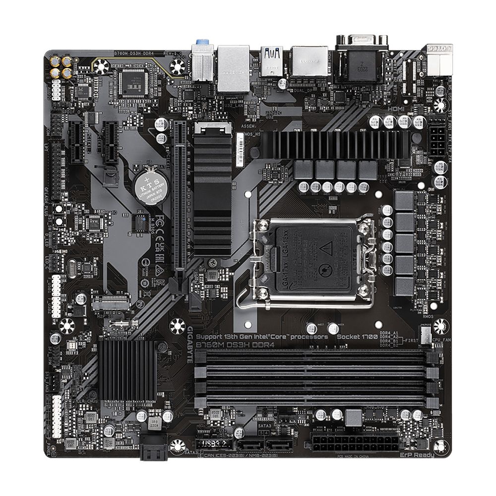 Материнская плата Gigabyte B760M DS3H DDR4, Socket 1700, Intel®B760, 4xDDR4-3200, D-SUB+HDMI+DP+DP,