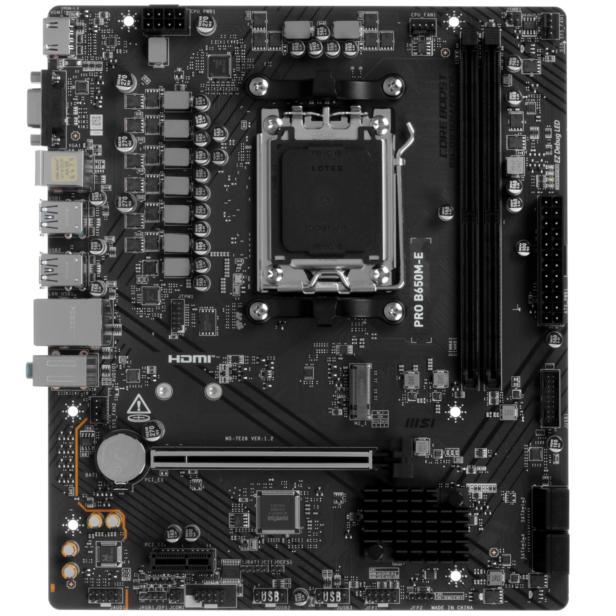 Материнская плата PRO B650M-E, AM5, AMD B650, 2xDDR5, 4xSATA, 1xM.2, 1xPCIe 4.0 x16, 1xPCIe 3.0 x1,