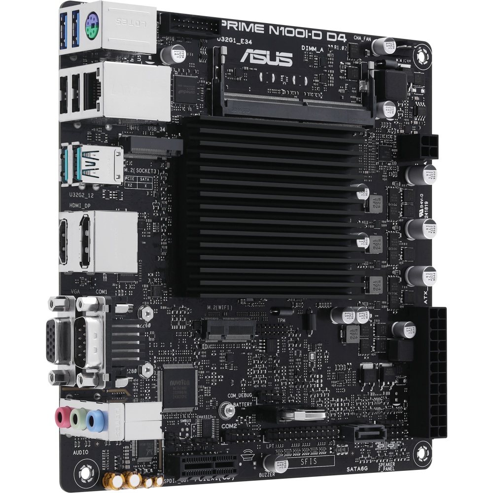 Материнская плата ASUS PRIME N100I-D D4-CSM, BGA1264, SoC, 1xSO-DIMM DDR4, 1xSATA, 1xM.2, 1xPCI-E 3.