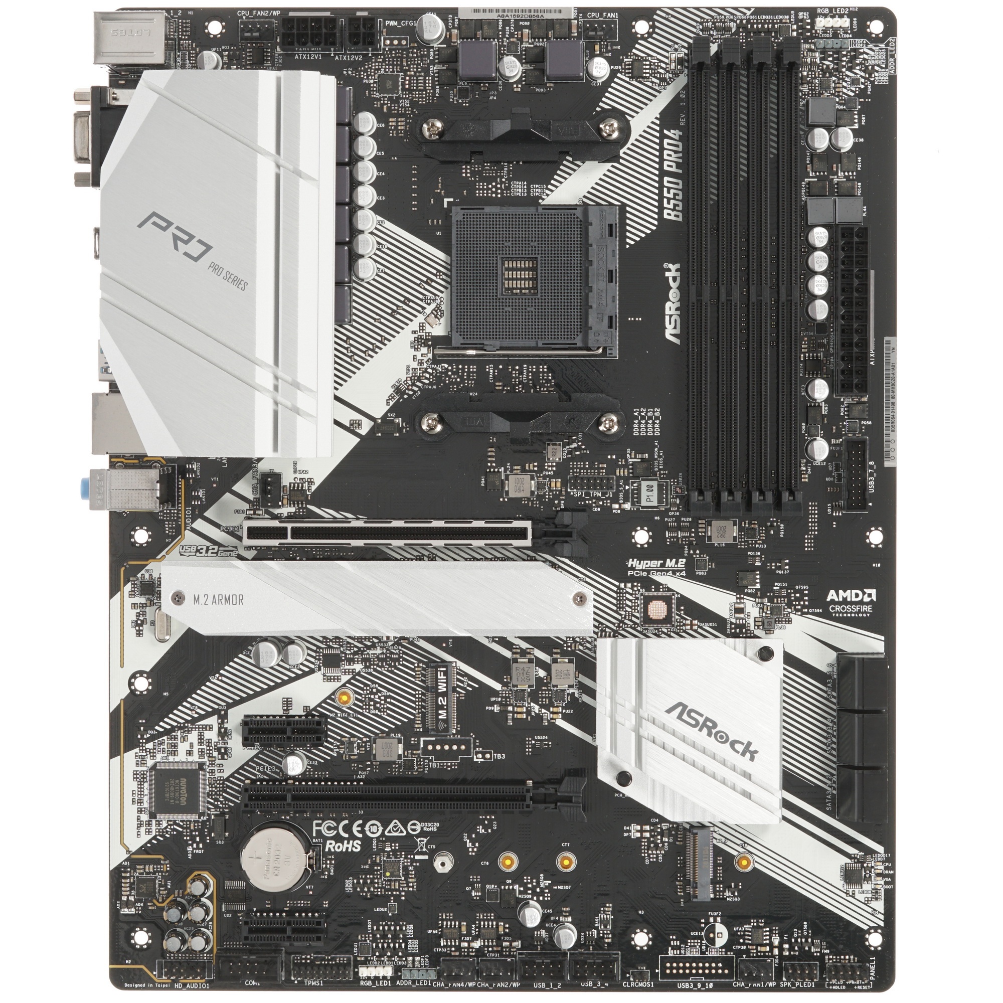 Материнская плата ASRock B550 Pro4, AM4, AMD B550, 4xDDR4, 6xSATA, 2xM.2, 1xPCIe 3.0 x16, 1xPCIe 4.0