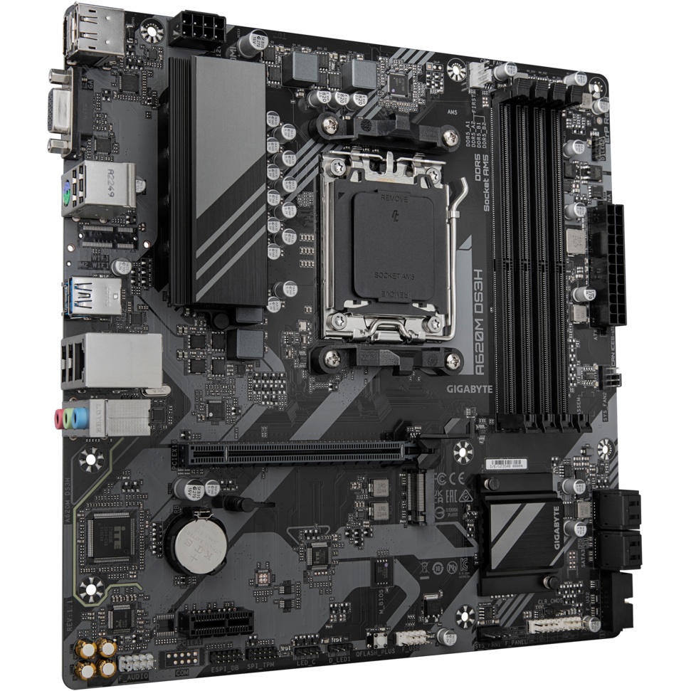 Материнская плата GIGABYTE A620M DS3H, AM5, AMD A620, 4xDDR5, 4xSATA, 1xM.2, 1xPCI-E 4.0 x16, 1xHDMI