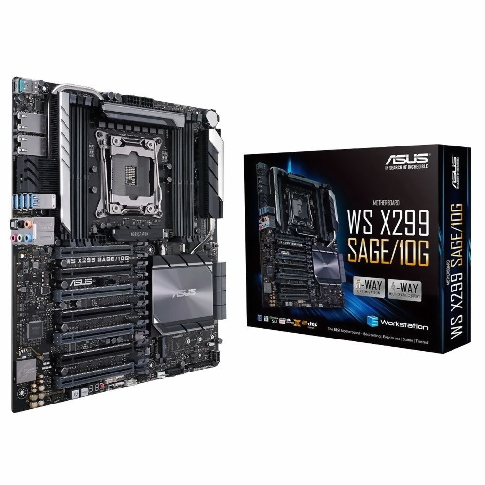 Материнская плата ASUS WS X299 SAGE/10G, LGA 2066, Intel X299, 8xDDR4, 8xSATA, 2xM.2, 1xU.2, 1xPCIe