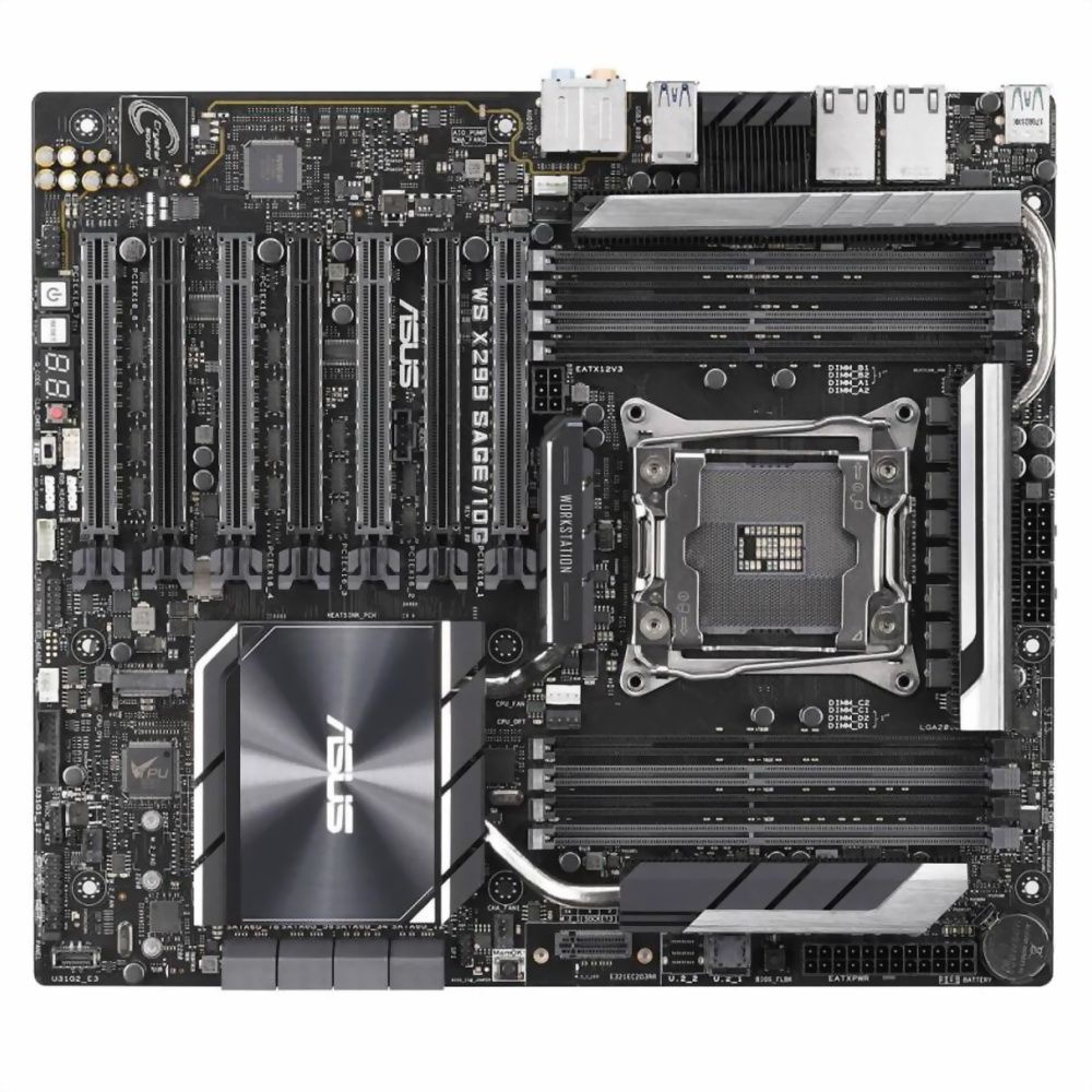 Материнская плата ASUS WS X299 SAGE/10G, LGA 2066, Intel X299, 8xDDR4, 8xSATA, 2xM.2, 1xU.2, 1xPCIe