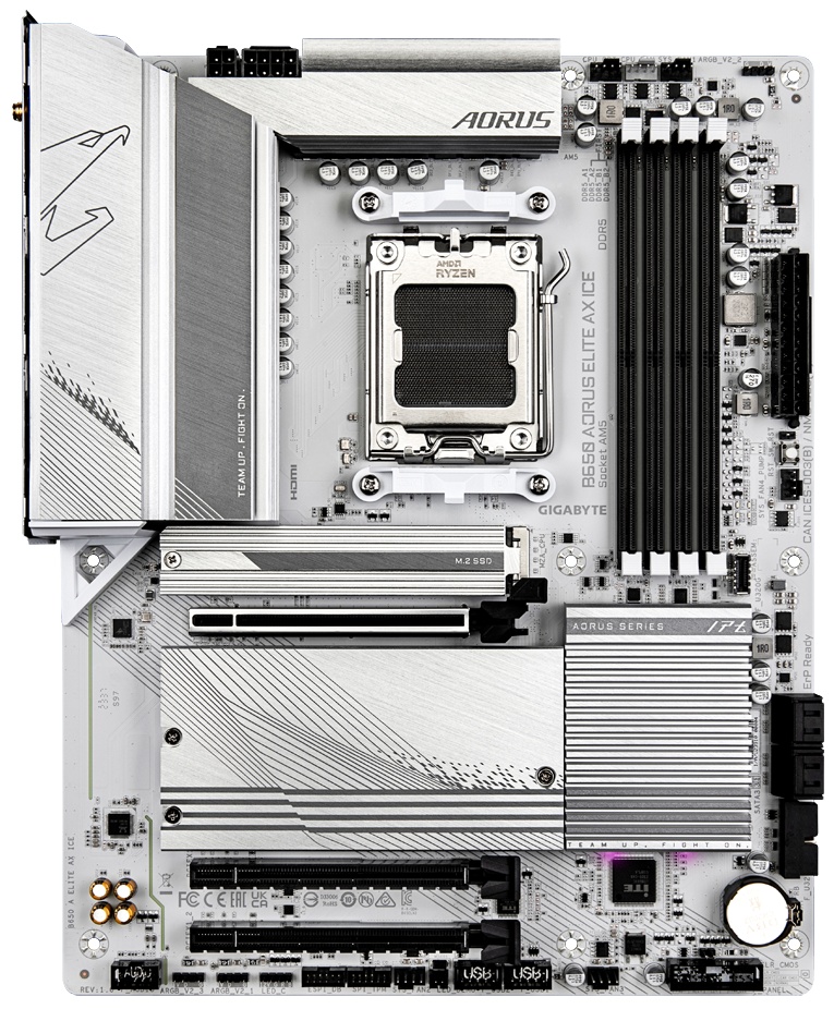 Материнская плата GIGABYTE B650 AORUS ELITE AX ICE, AM5, AMD B650, 4xDDR5, 4xSATA, 3xM.2, 1xPCI-E 4.