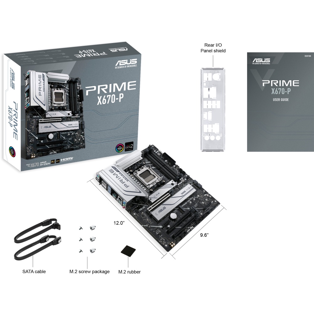 Материнская плата ASUS PRIME X670-P, AM5, AMD X670, 4xDDR5, 6xSATA, 3xM.2, 1xPCI-E 4.0 x16, 2xPCI-E