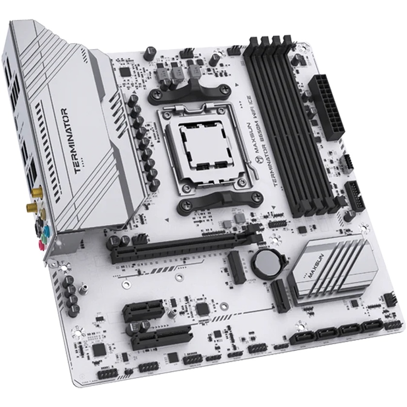 Материнская плата Maxsun MS-Terminator B650M WIFI ICE B650, AM5, 4*DDR5, 1*PCIEx16, 1*PCIEx4, 1*PCIE