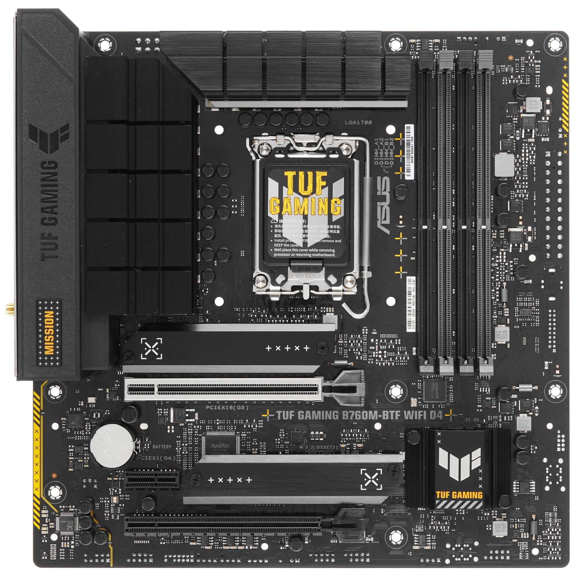 Материнская плата ASUS TUF GAMING B760M-BTF WIFI D4, LGA 1700, Intel B760, 4xDDR4, 4xSATA, 3xM.2, 1x