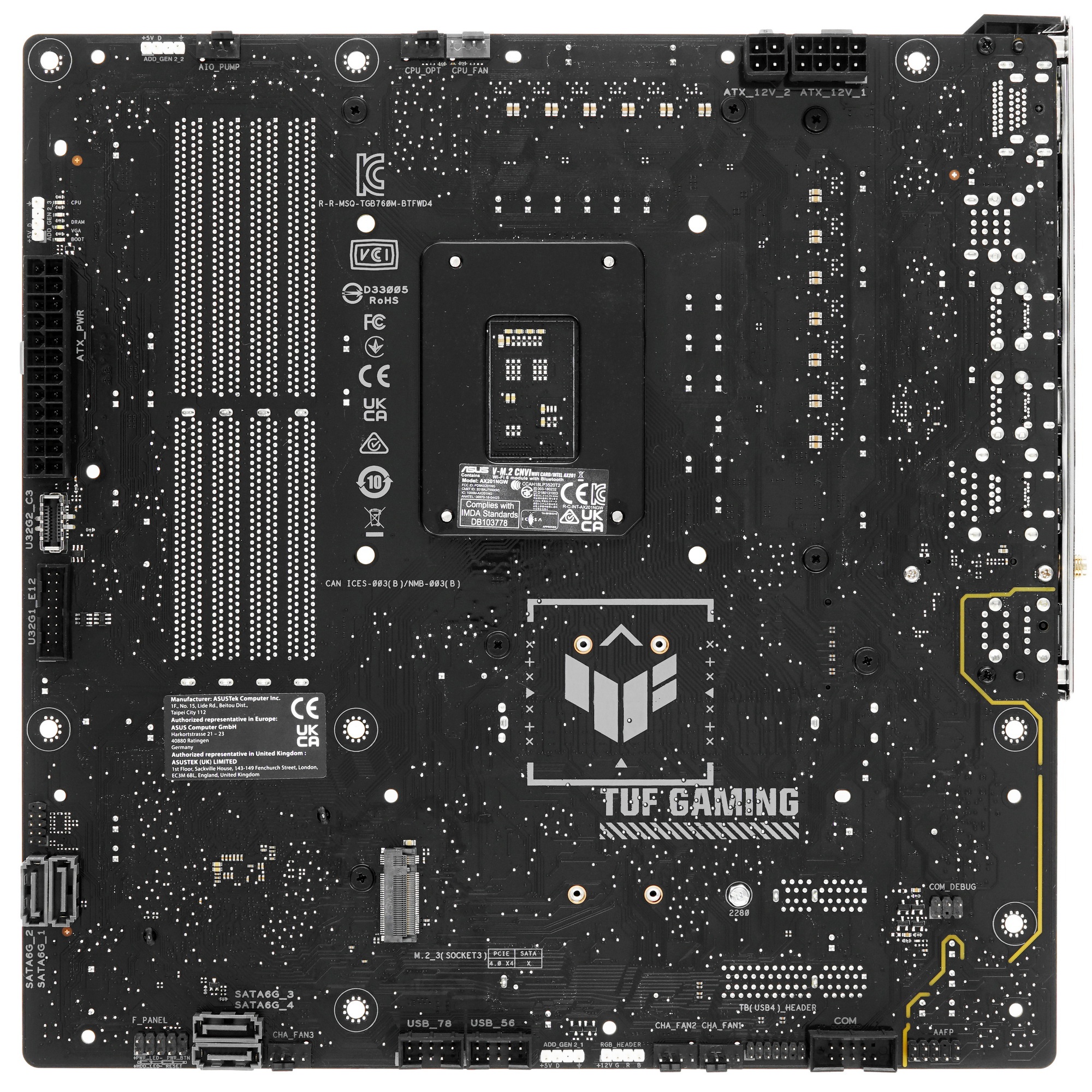 Материнская плата ASUS TUF GAMING B760M-BTF WIFI D4, LGA 1700, Intel B760, 4xDDR4, 4xSATA, 3xM.2, 1x