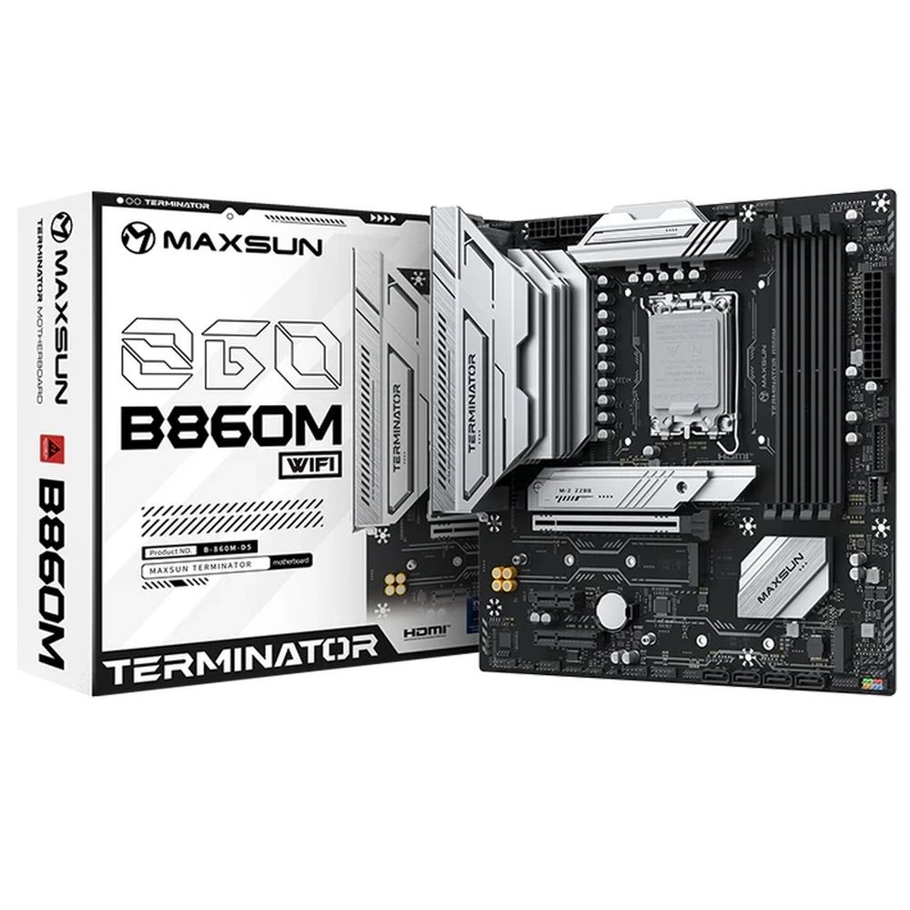 Материнская плата Maxsun MS-Terminator B860M WIFI B860, LGA1851, 4*DDR5, 1*PCIEx16, 1*PCIEx4, 1*PCIE