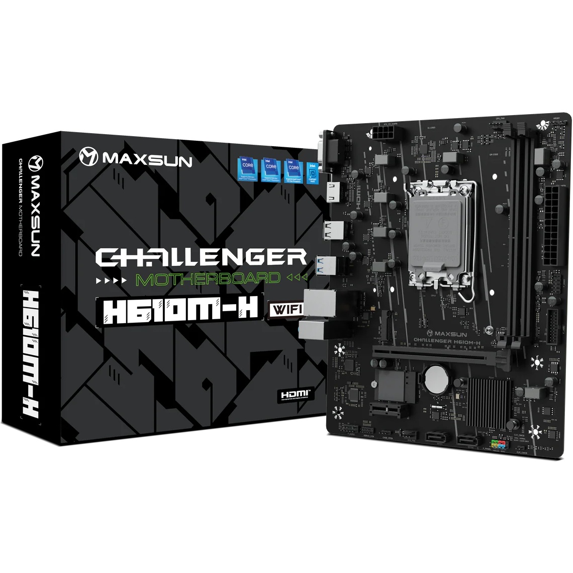 Материнская плата Maxsun MS-Challenger H610M-H WIFI H610, LGA1700, 2*DDR4, 1*PCIEx16, 1*PCIEx1, 1*M.