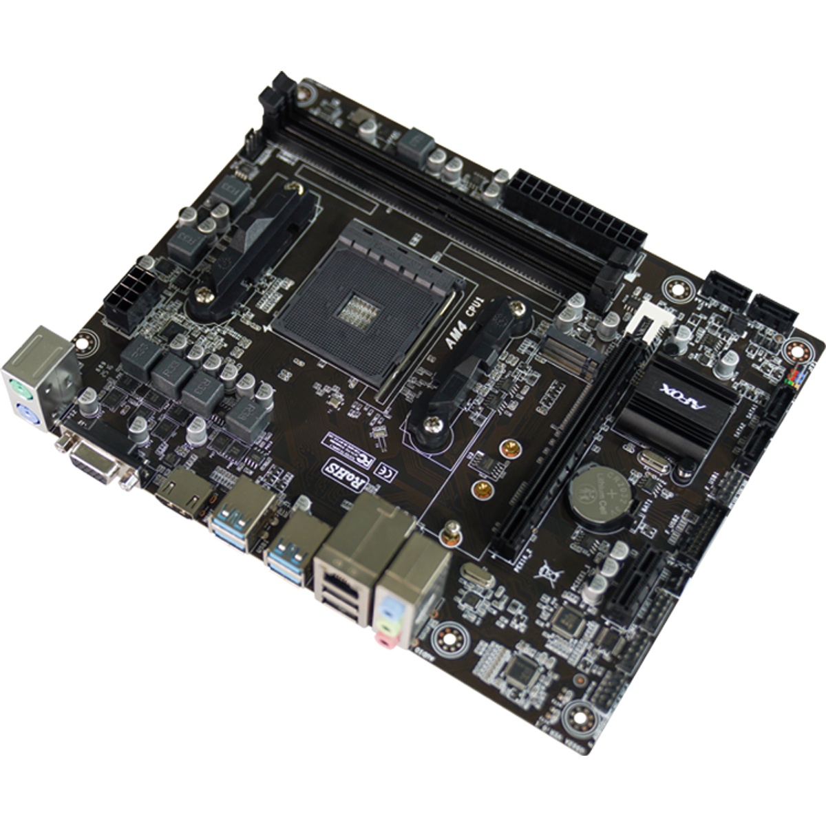 Материнская плата AFOX A520D4-MA2-V2, AM4, AMD A520, 2xDDR4, 4xSATA, 1xM.2, 1xPCIe 3.0 x16, 1xPCIe 3
