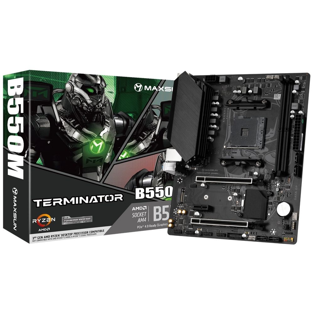 Материнская плата Maxsun MS-Terminator B550M B550, AM4, 2*DDR4, 1*PCIEx16, 1*PCIEx4, 1*PCIEx1, 1*M.2