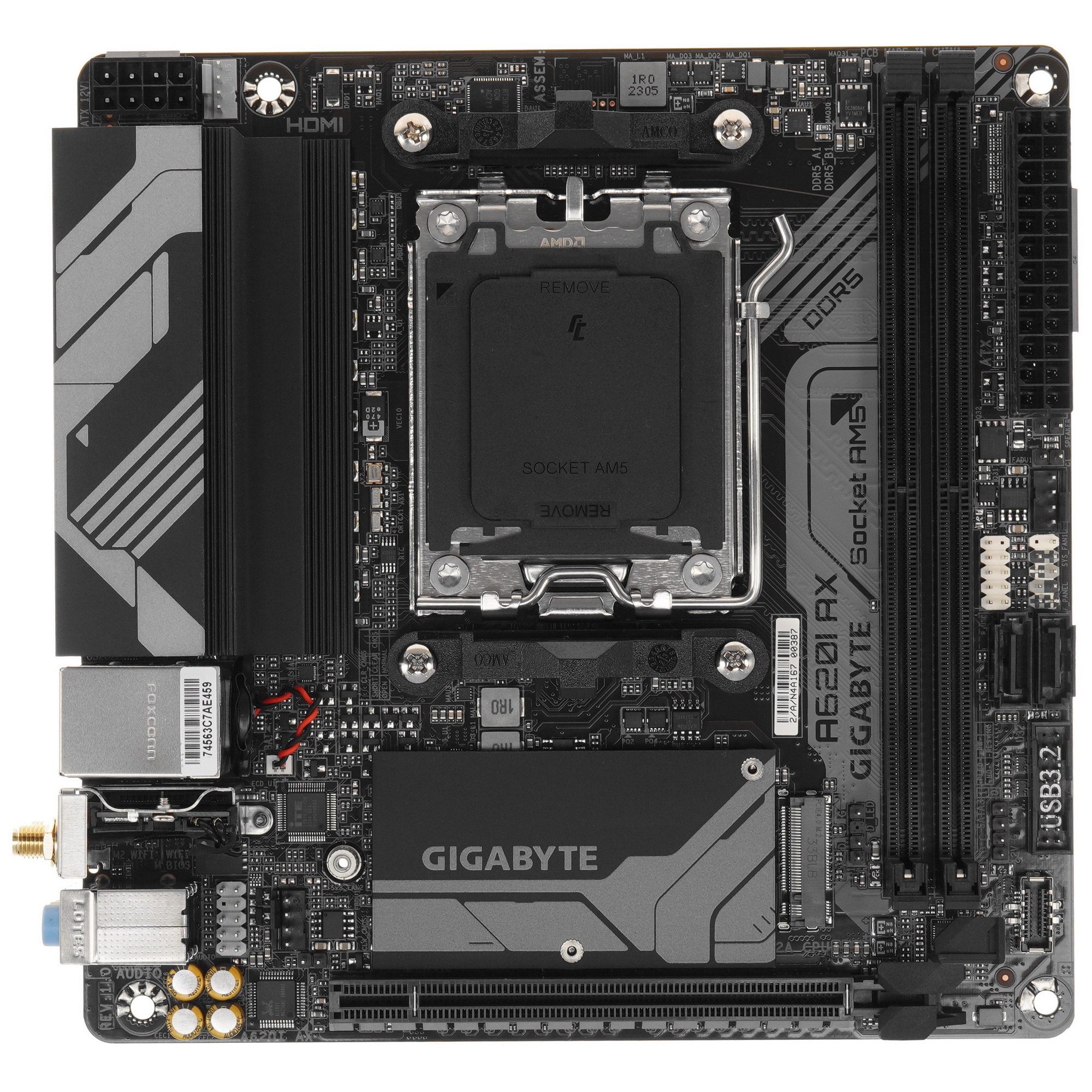 Материнская плата Gigabyte A620I AX, Mini-ITX, AM5, AMD A620, 2xDDR5, 2xSATA, 1xM.2, 1xPCI-E 4.0 x16