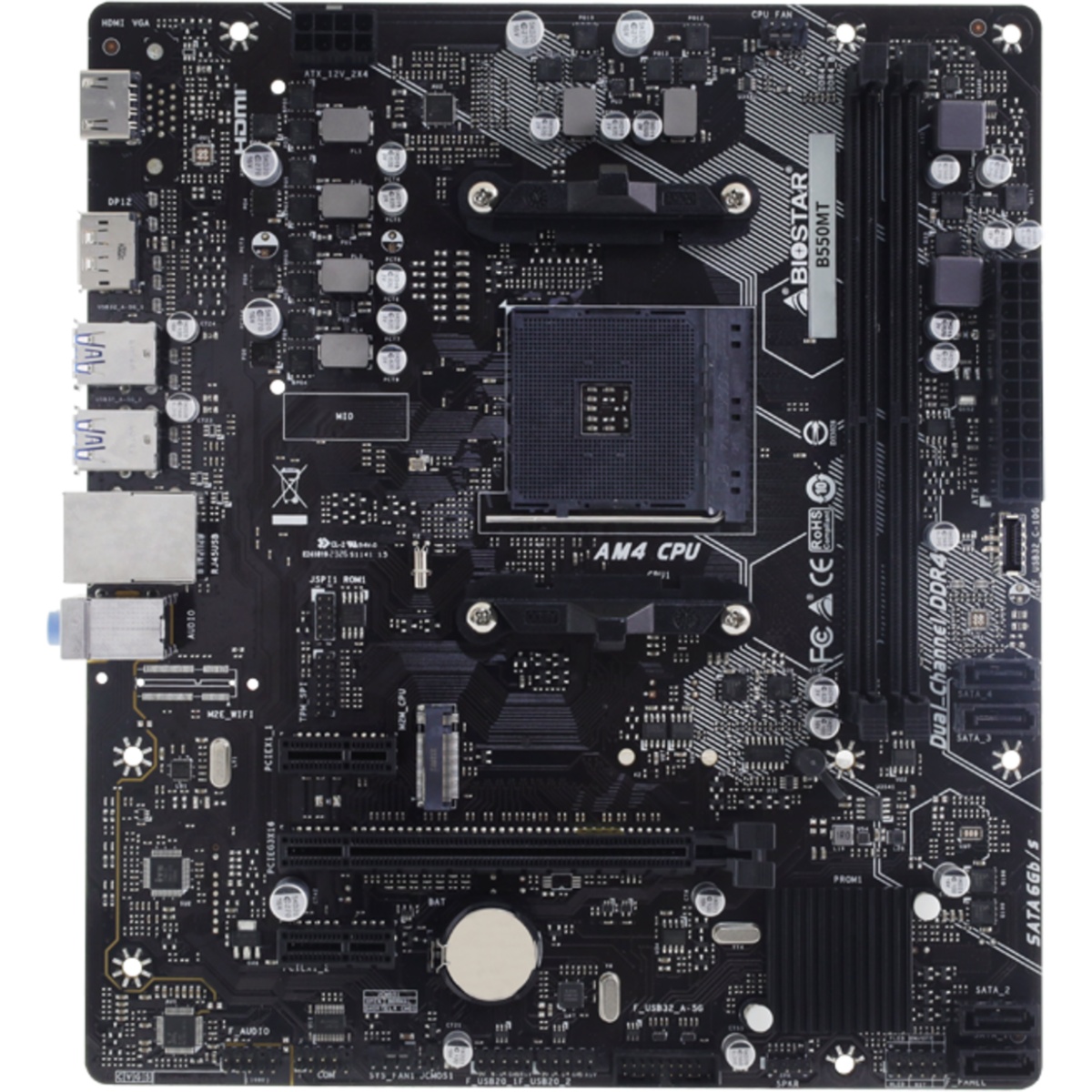 Материнская плата Biostar B550MT, AM4, AMD B550, 2xDDR4, 4xSATA, 1xM.2, 1xPCIe 4.0 x16, 2xPCIe 3.0 x