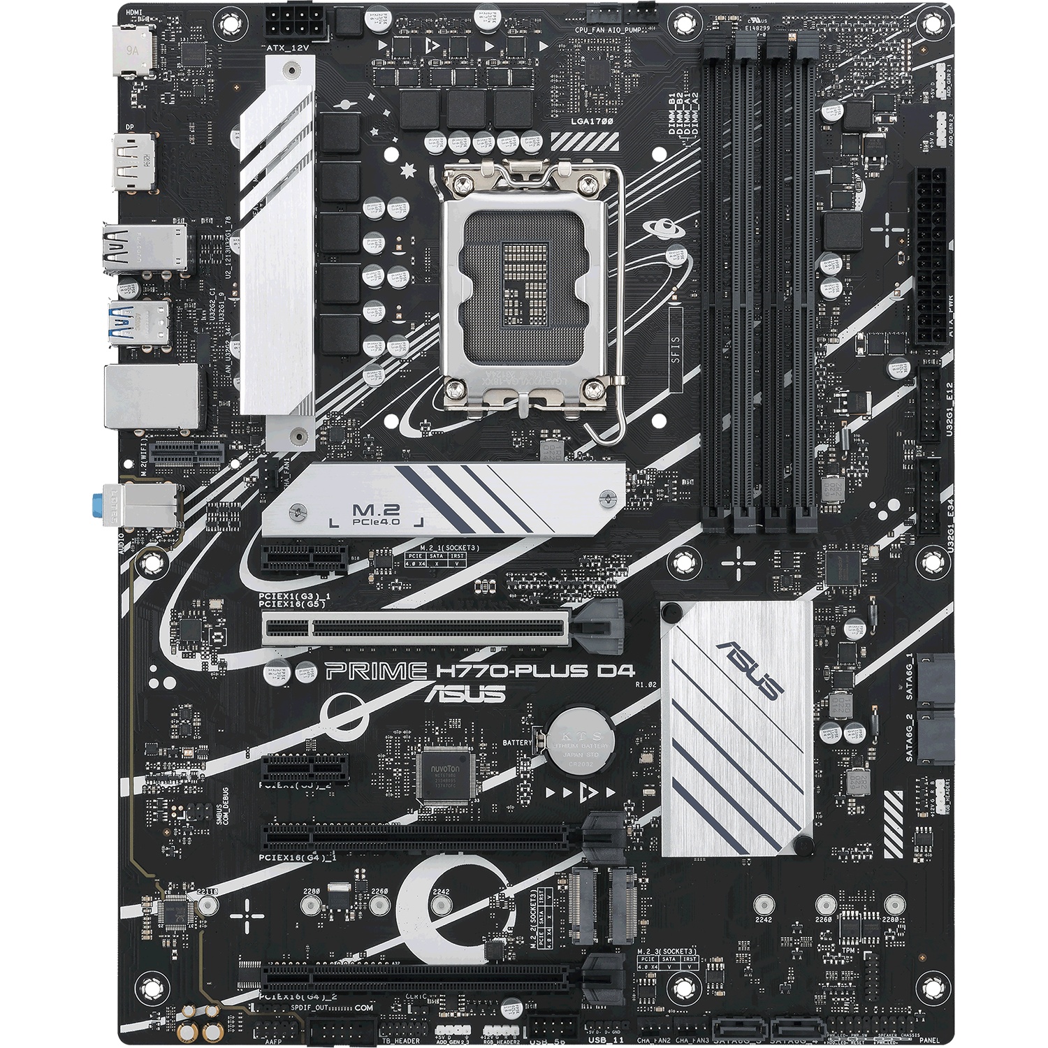 Материнская плата ASUS PRIME H770-PLUS D4, LGA1700, Intel H770, 4xDDR4, 4xSATA, 4xM.2, 1xPCIe 5.0 x1
