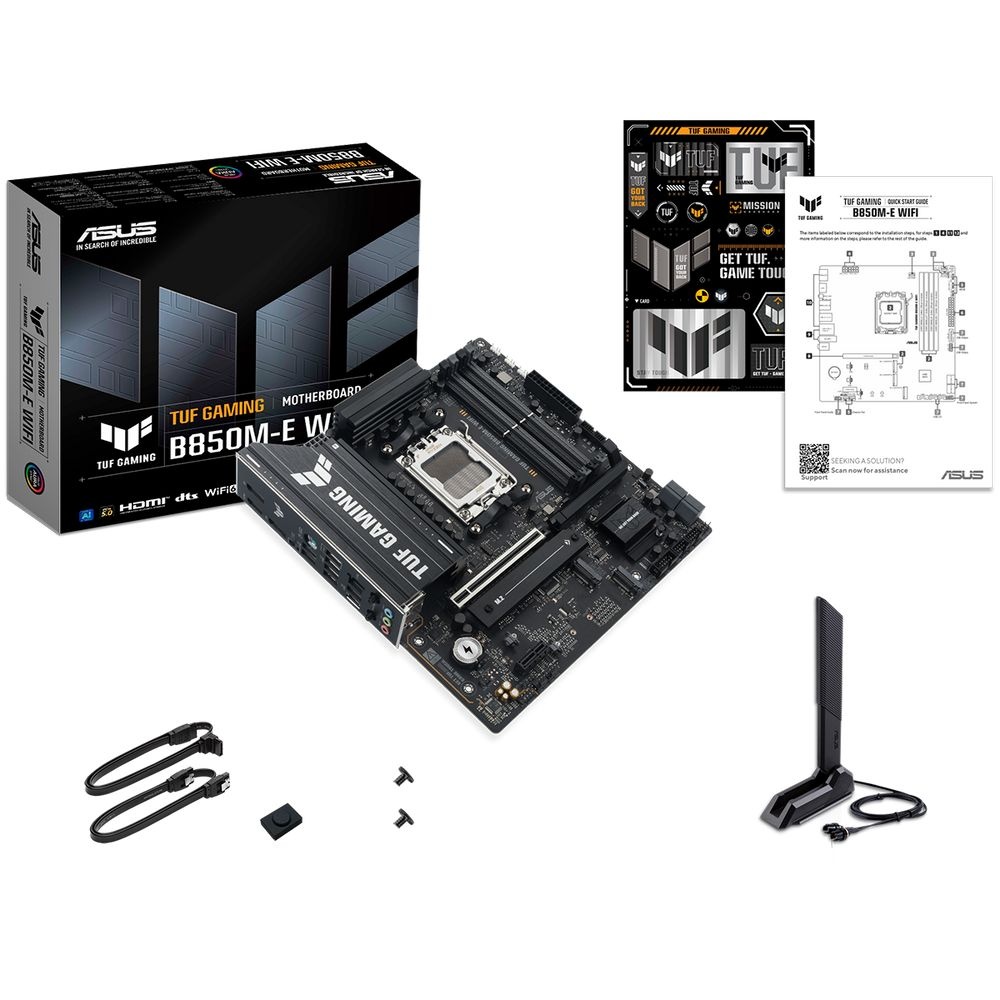 Материнская плата ASUS TUF GAMING B850M-E WIFI, AM5, AMD B850, 4xDDR5, 4xSATA, 3xM.2, 1xPCIe 5.0 x16