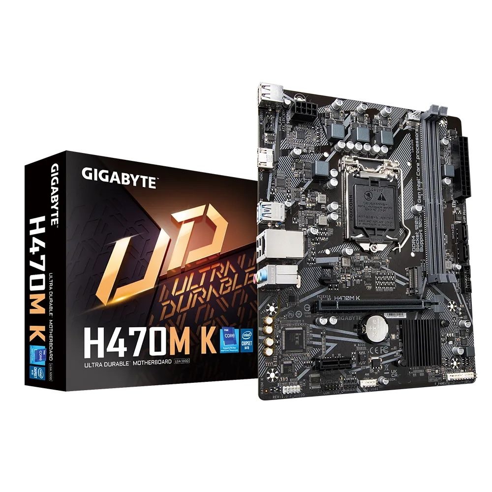 Материнская плата Gigabyte H470M K Soc-1200 Intel H470 2xDDR4 mATX AC`97 8ch(7.1) GbLAN+HDMI RTL