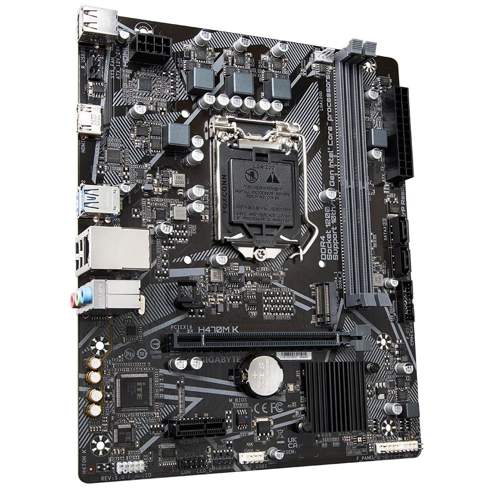Материнская плата Gigabyte H470M K Soc-1200 Intel H470 2xDDR4 mATX AC`97 8ch(7.1) GbLAN+HDMI RTL