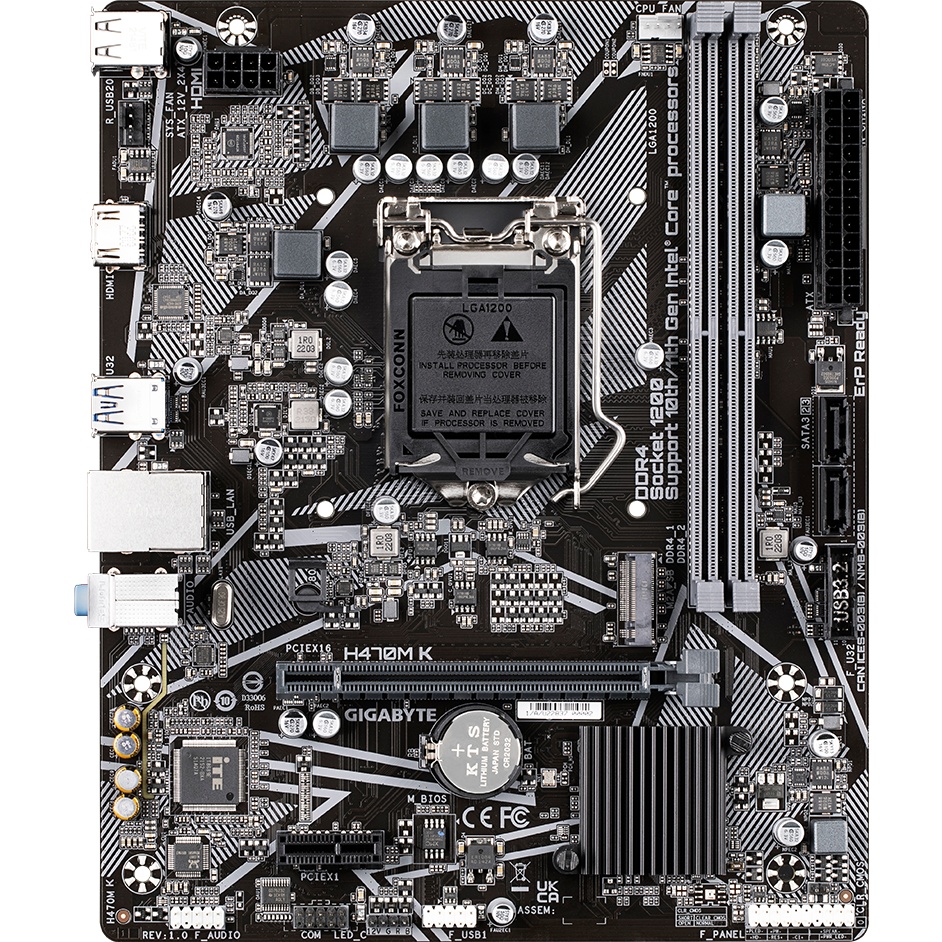 Материнская плата Gigabyte OEM H470M K, Socket 1200, Intel®H470, 2xDDR4-2333, HDMI, 1xPCI-Ex16, 1xPC