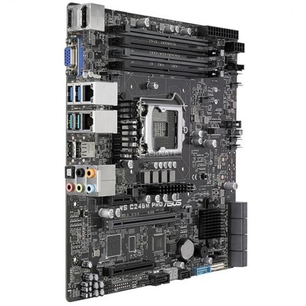 Серверная материнская плата ASUS WS C246M PRO, LGA 1151 v2, Intel C246, 4xDDR4, 1xM.2, 6xSATA, 1xPCI