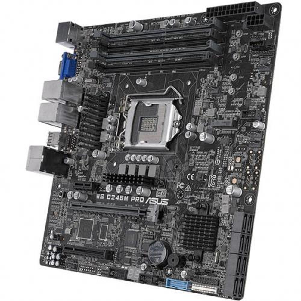 Серверная материнская плата ASUS WS C246M PRO, LGA 1151 v2, Intel C246, 4xDDR4, 1xM.2, 6xSATA, 1xPCI