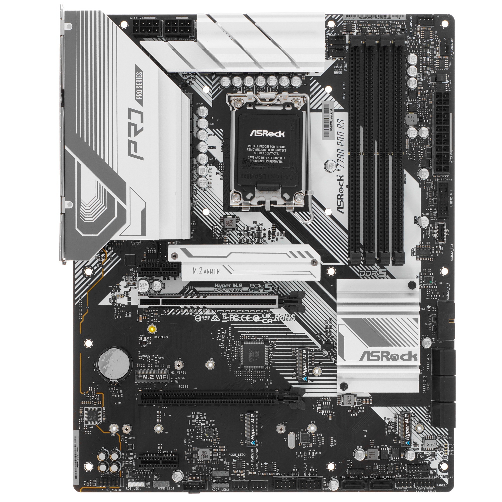 Материнская плата ASRock Z790 Pro RS, LGA 1700, Intel Z790, 4xDDR5, 8xSATA, 4xM.2, 1xPCI-E 5.0 x16,