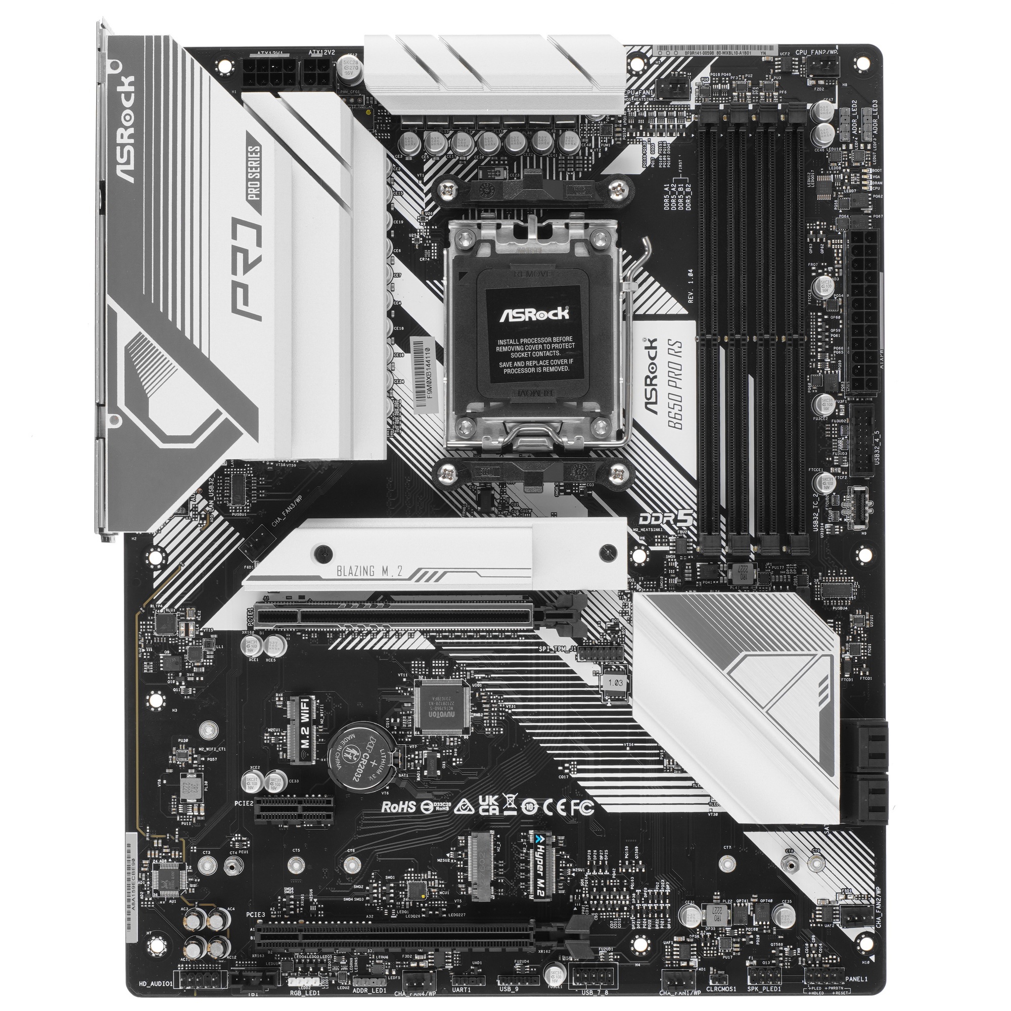 Материнская плата ASRock B650 PRO RS, Socket AM5, AMD B650, 4xDDR5-5200, HDMI+DP, 2xPCI-Ex16, 1xPCI-