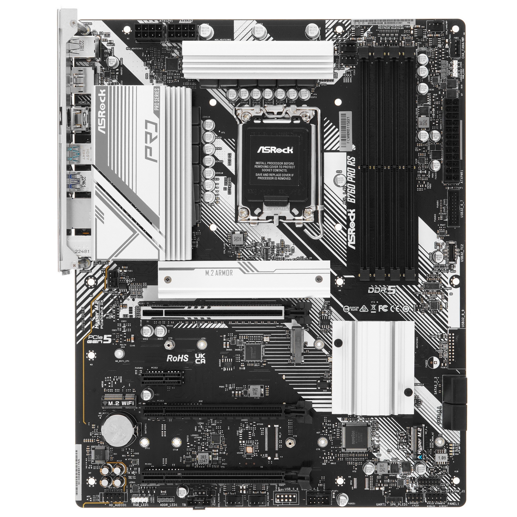 Материнская плата ASRock B760 Pro RS, LGA 1700, Intel B760, 4xDDR5, 4xSATA, 3xM.2, 1xPCI-E 5.0 x16,