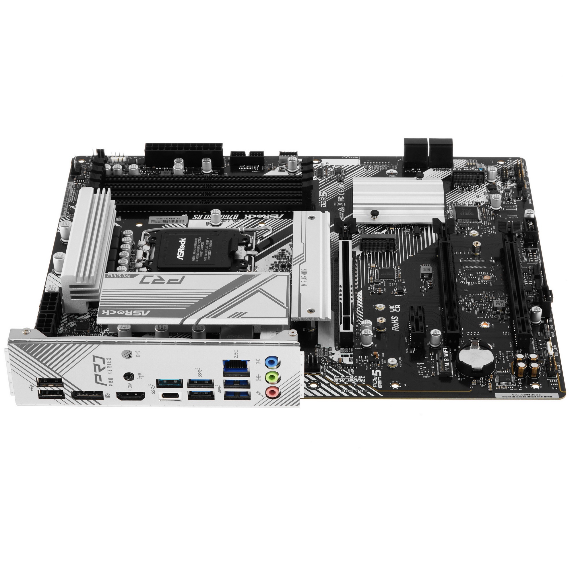 Материнская плата ASRock B760 Pro RS, LGA 1700, Intel B760, 4xDDR5, 4xSATA, 3xM.2, 1xPCI-E 5.0 x16,