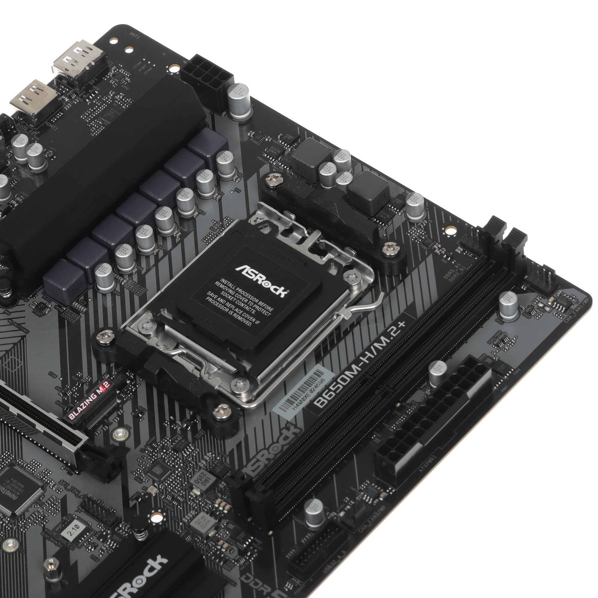 Материнская плата ASRock B650M-H/M.2+, AM5, AMD B650, 2xDDR5, 4xSATA, 2xM.2, 1xPCIe 4.0 x16, 1xDP, 1