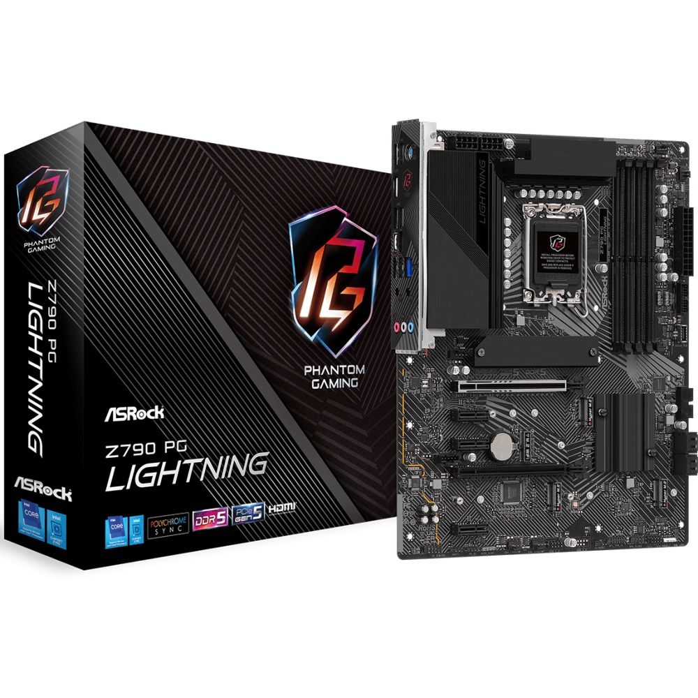 Материнская плата ASRock Z790 PG Lightning, LGA 1700, Intel Z790, 4xDDR5, 4xSATA, 4xM.2, 1xPCI-E 5.0
