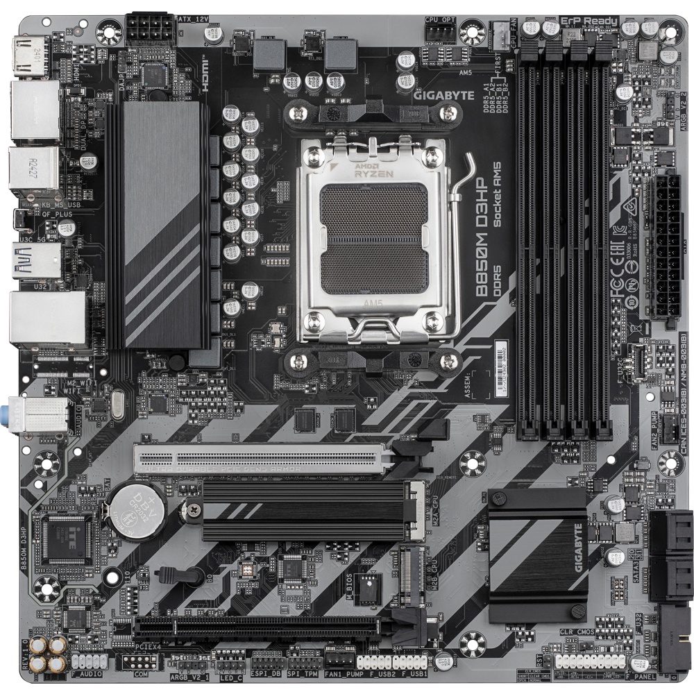 Материнская плата Gigabyte OEM B850M D3HP, Socket AM5, AMD B850, 4xDDR5-5200, HDMI+DP+DP, 2xPCI-Ex16