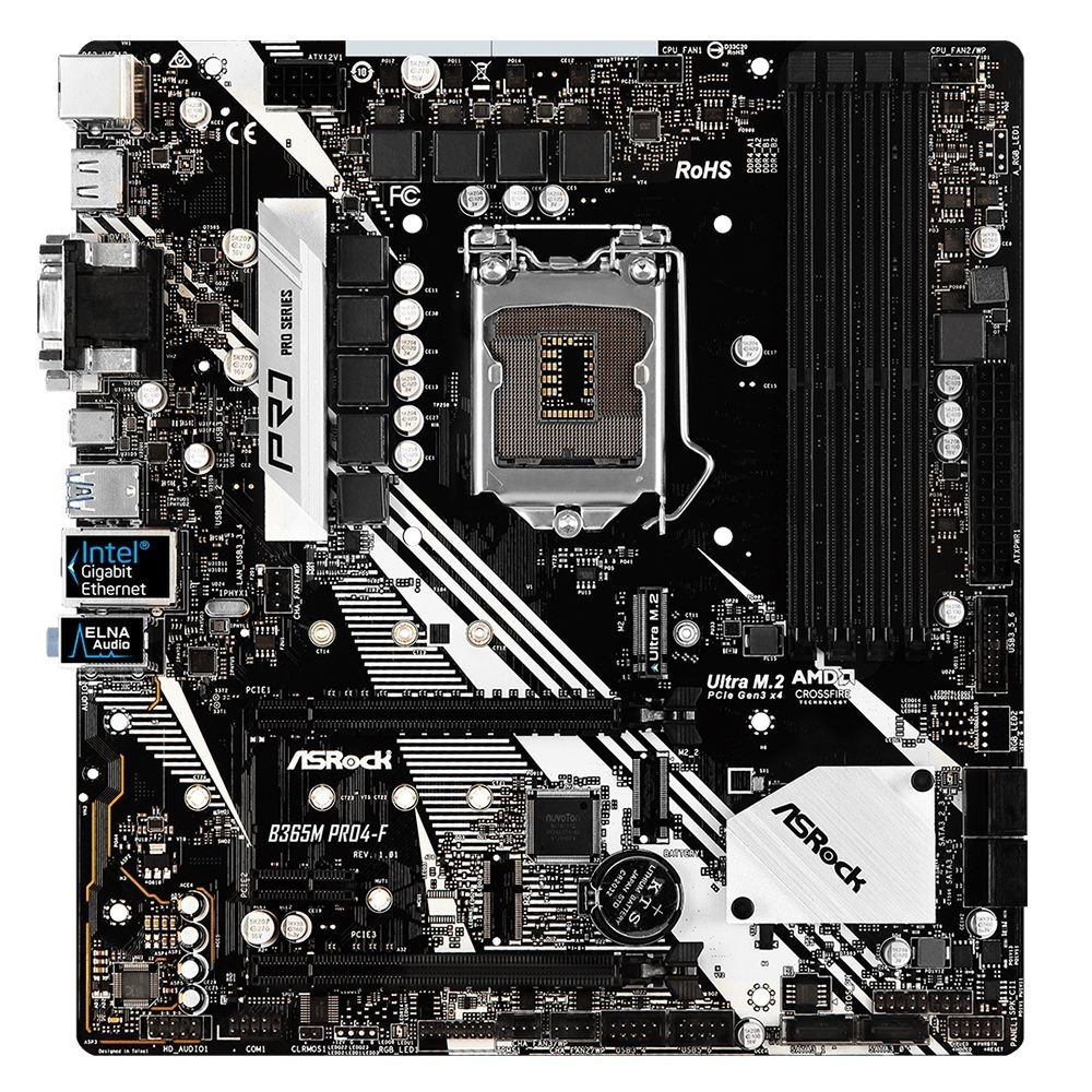 Материнская плата Asrock B365M PRO4-F Soc-1151v2 Intel B365 4xDDR4 mATX AC`97 8ch(7.1) GbLAN+VGA+DVI