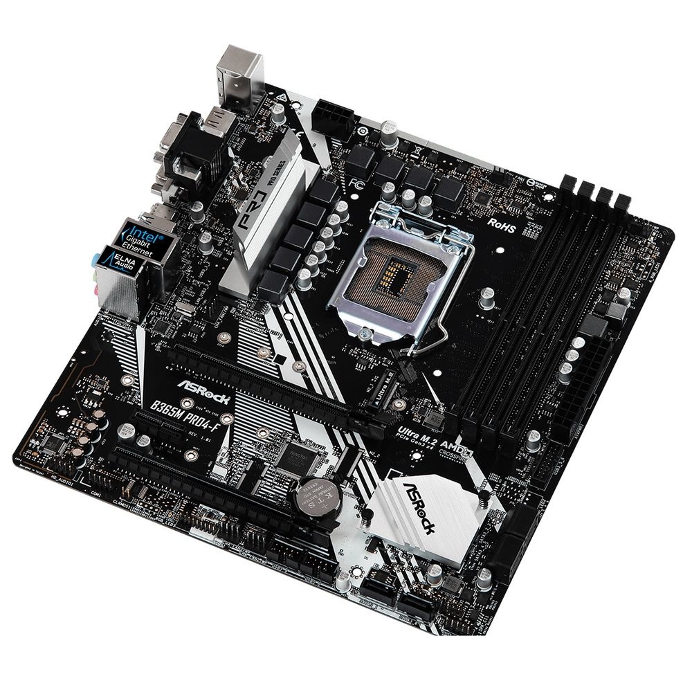 Материнская плата Asrock B365M PRO4-F Soc-1151v2 Intel B365 4xDDR4 mATX AC`97 8ch(7.1) GbLAN+VGA+DVI