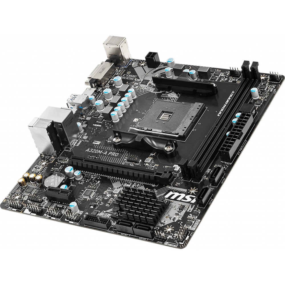 Материнская плата MSI A320M-A PRO Soc-AM4 AMD A320 2xDDR4 mATX AC`97 8ch(7.1) GbLAN RAID+DVI+HDMI