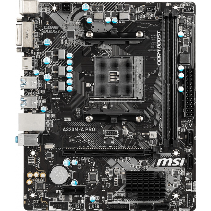 Материнская плата MSI A320M-A PRO Soc-AM4 AMD A320 2xDDR4 mATX AC`97 8ch(7.1) GbLAN RAID+DVI+HDMI