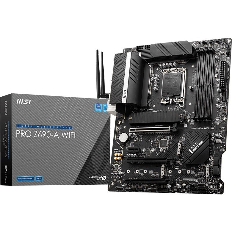 Материнская плата MSI PRO Z690-A WIFI, Z690, LGA1700, 4xDDR5, 3xPCI-Ex16, 1xPCI-Ex1, 4xM.2, 1xUSB3.2