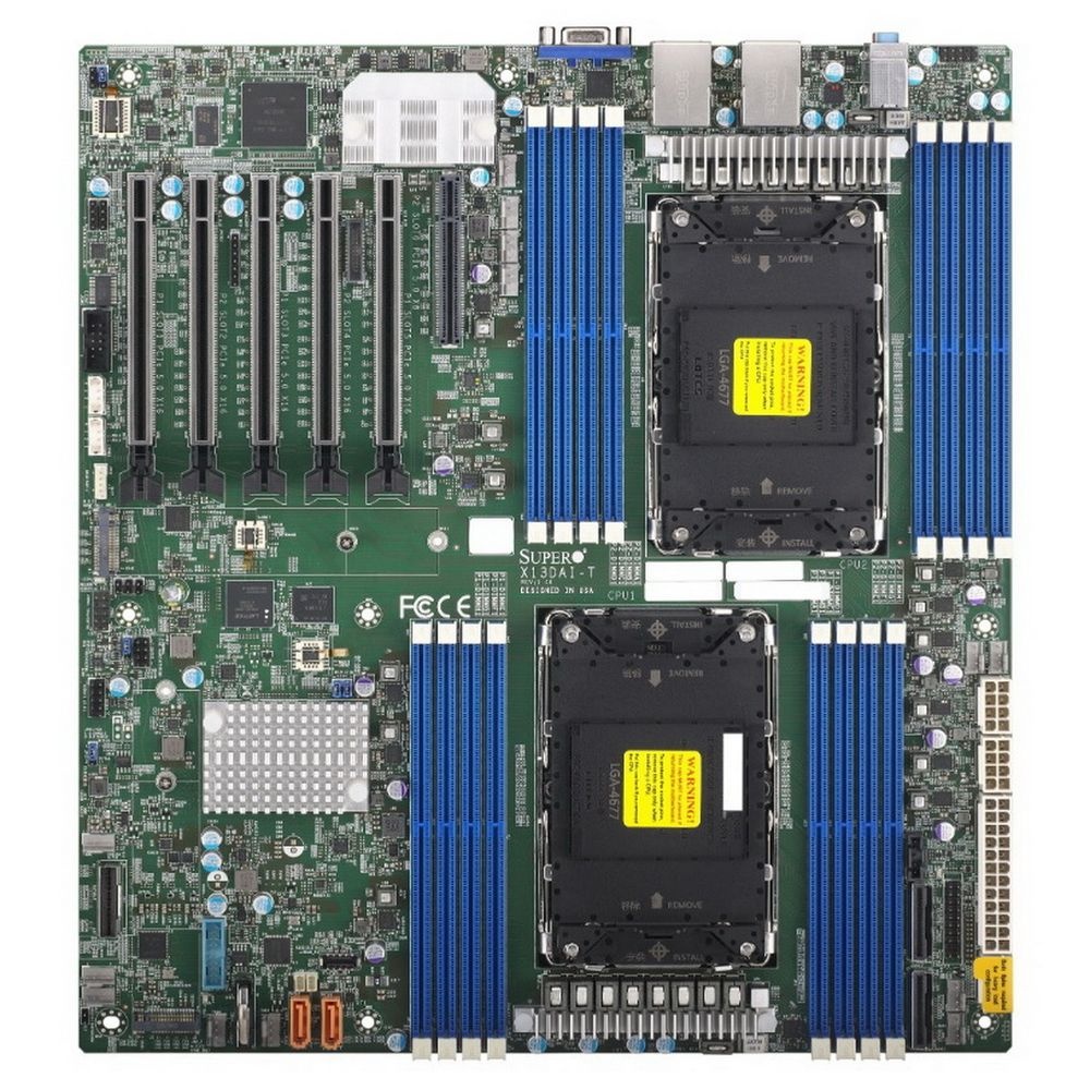 Серверная материнская плата Supermicro MBD-X13DAI-T-B, 2xLGA4677, Intel C741, 16xDDR5, 10xSATA, 2xM.
