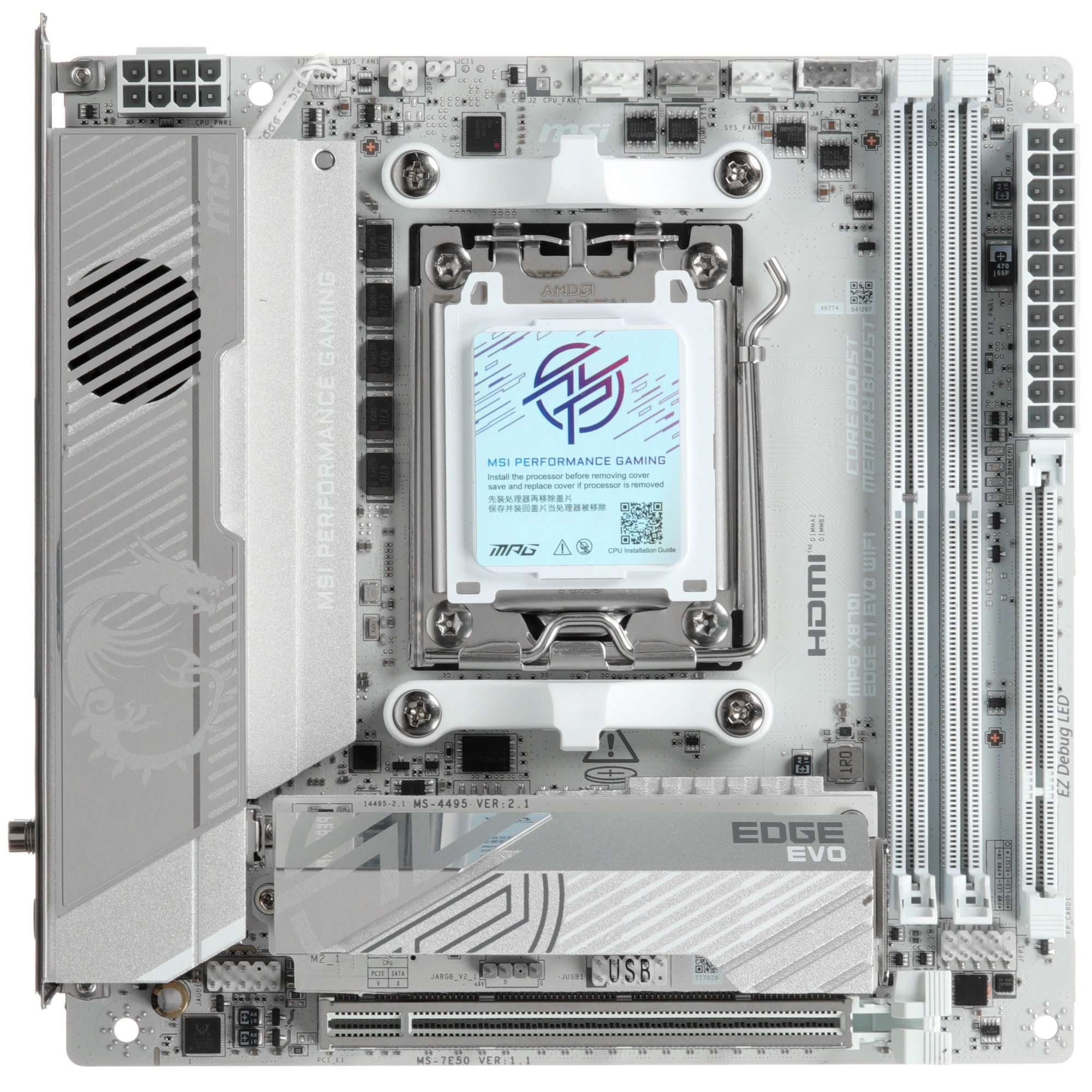 Материнская плата MSI MPG X870I EDGE TI EVO WIFI X870, AM5, 2*DDR5, 1*PCIEx16, 1*M.2, 2*TypeC, 5*USB