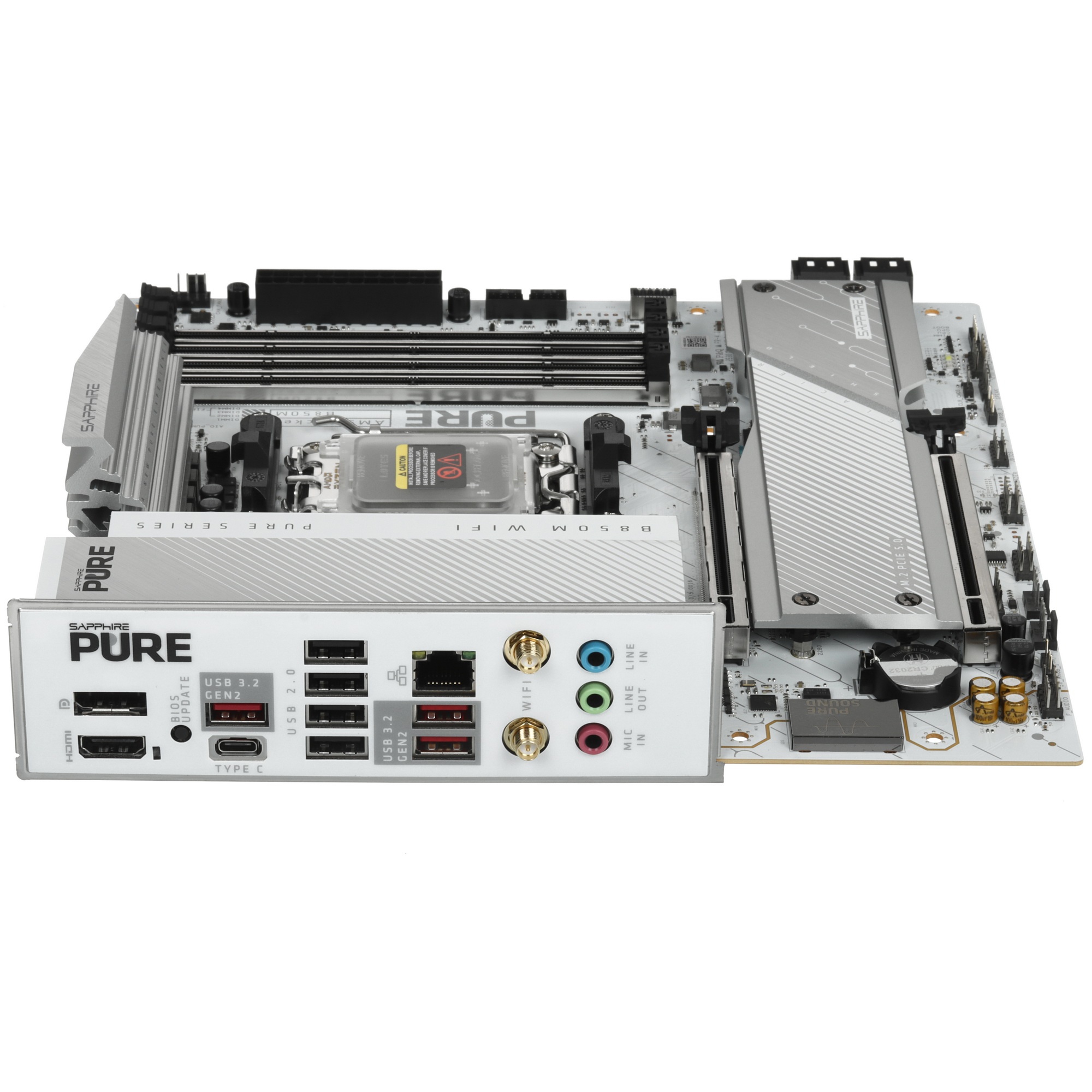 Материнская плата Sapphire B850M PURE WIFI B850, AM5, 4*DDR5, 2*PCIEx16, 2*M.2, 2*TypeC, 3*USB3.2Gen
